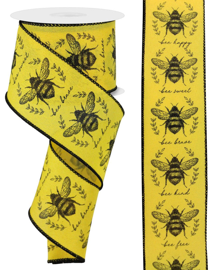 2.5" Classic Honey Bee Ribbon: Yellow - RGE1747N6 - The Wreath Shop