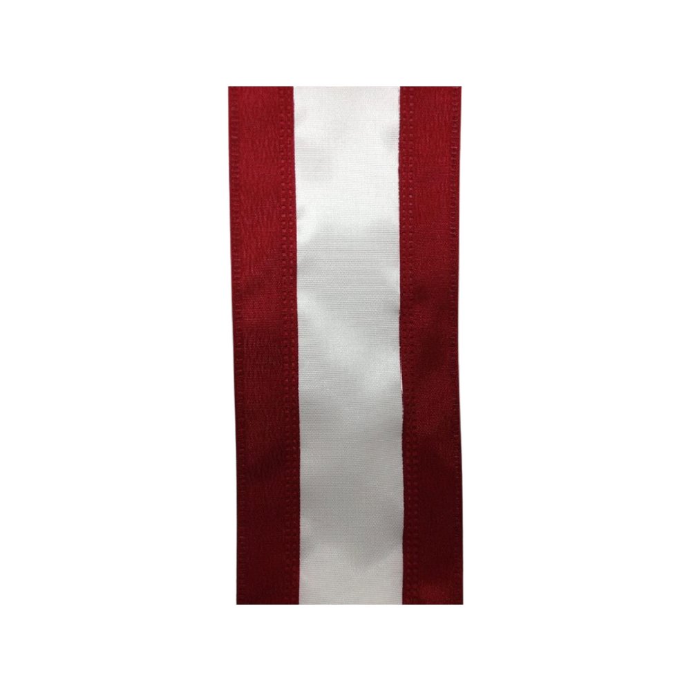 2.5" Crimson Red/White Stripe Ribbon - 10yds - U301-1301 - The Wreath Shop