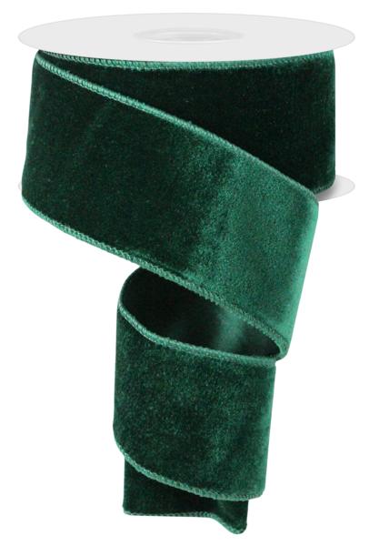 2.5" Deluxe Velvet Ribbon: Hunter Green - 10yds - RGE165912 - The Wreath Shop