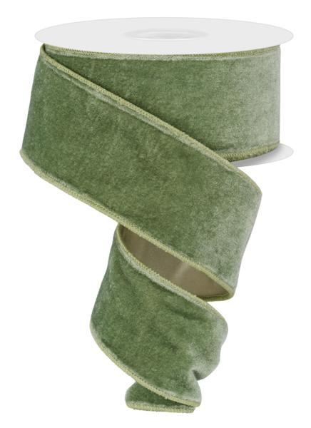 2.5" Deluxe Velvet Ribbon: Sage Green - 10yds - RGE165930 - The Wreath Shop