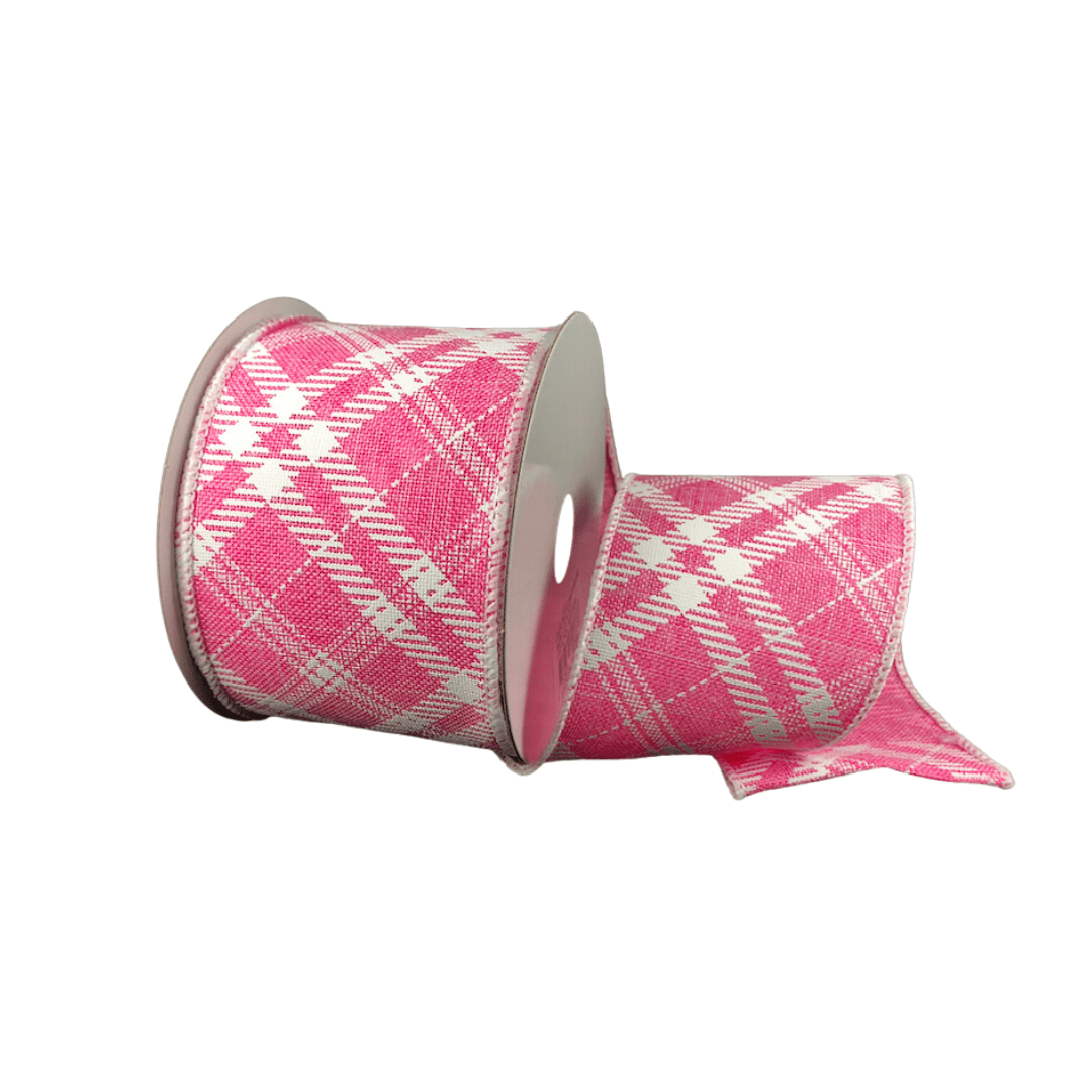 Pink Plaid Pattern Ribbon 2.5
