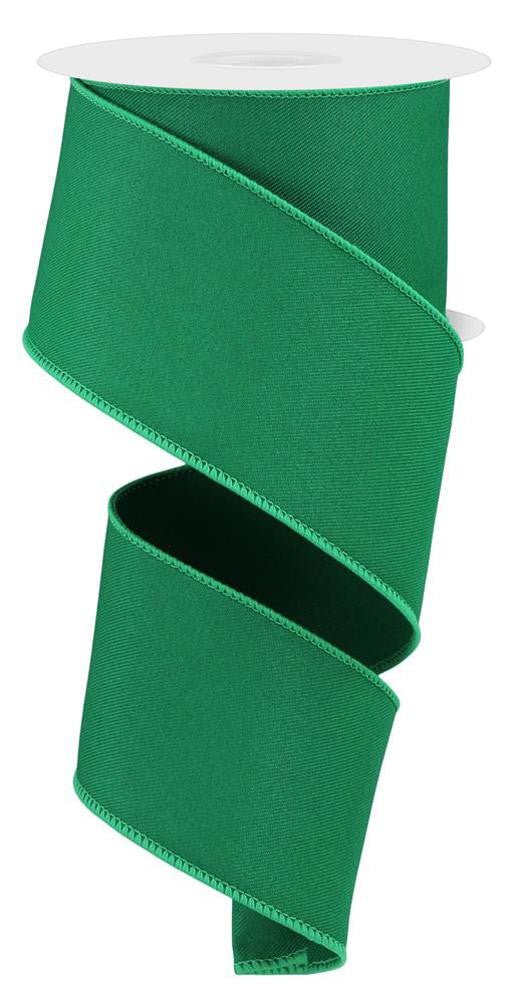 2.5" Diagonal Weave Fabric Ribbon: Emerald Green - RGE120306 - The Wreath Shop