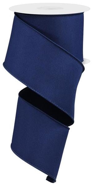 2.5" Diagonal Weave Fabric Ribbon: Navy Blue - RGE120319 - The Wreath Shop