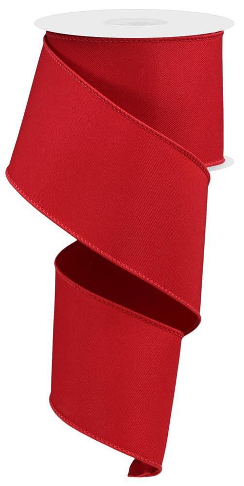 2.5" Diagonal Weave Fabric Ribbon: Red - RGE120324 - The Wreath Shop