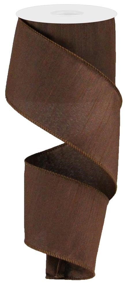 2.5" Faux Dupioni Ribbon: Chocolate Brown - 10yds - RD110542 - The Wreath Shop