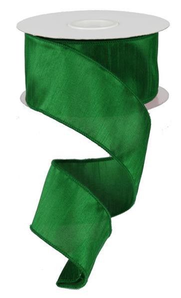 2.5" Faux Dupioni Ribbon: Emerald Green - 10yds - RD110506 - The Wreath Shop