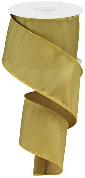 2.5" Faux Dupioni Ribbon: Gold - 10yds - RA100208 - The Wreath Shop