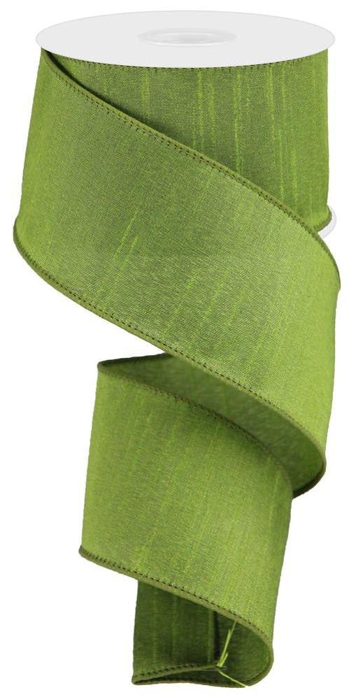 2.5" Faux Dupioni Ribbon: Lime Green - 10yds - RD110530 - The Wreath Shop