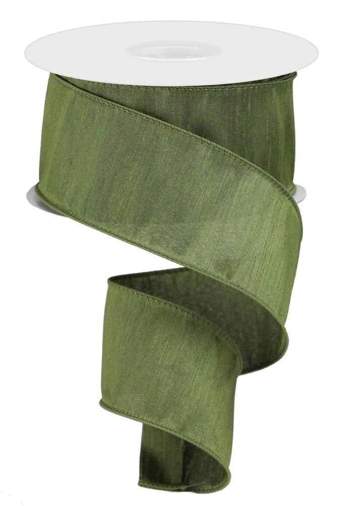 2.5" Faux Dupioni Ribbon: Moss Green - 10yds - RD110558 - The Wreath Shop