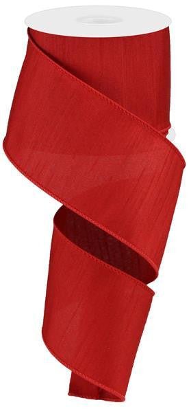2.5" Faux Dupioni Ribbon: Red - 10yds - RD110224 - The Wreath Shop