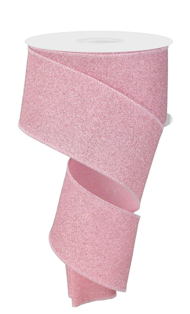 2.5" Fine Glitter Ribbon: Lt Pink - 10yds - RGE179015 - The Wreath Shop