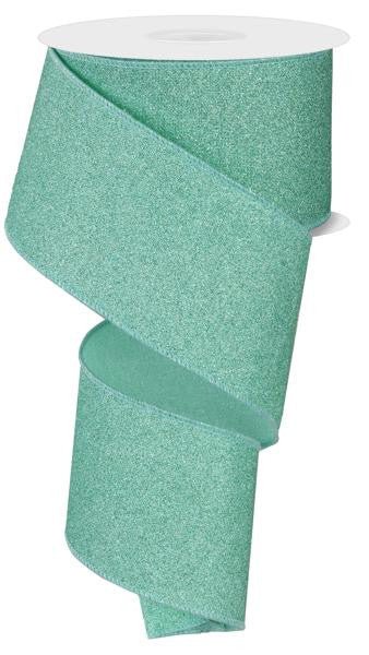 2.5" Fine Glitter Ribbon: Mint - 10yds - RGE1381AN - The Wreath Shop