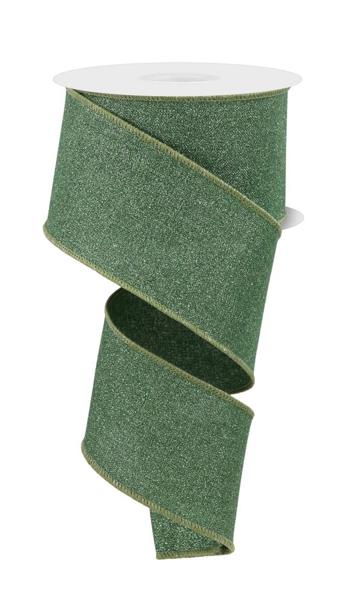 2.5" Fine Glitter Ribbon: Sage Green - 10yds - RGE138189 - The Wreath Shop