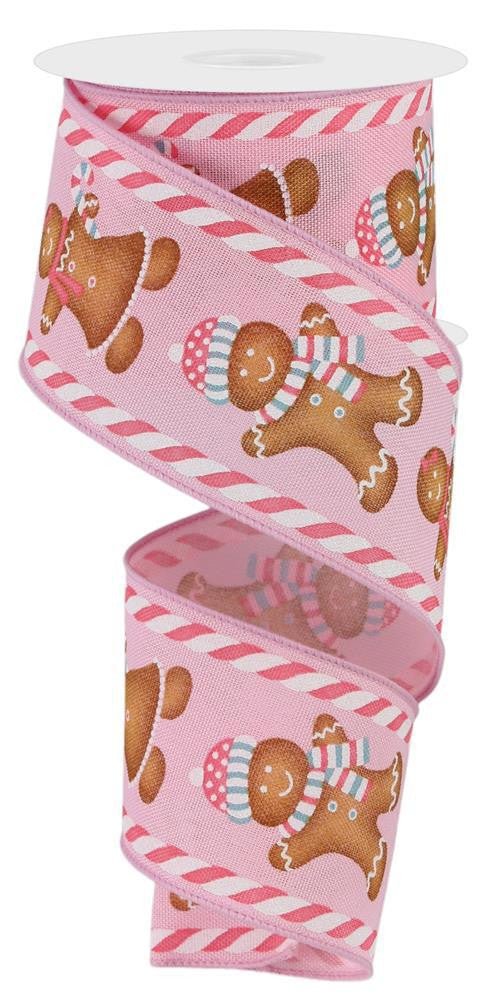 2.5" Gingerbread Boy/Girl Ribbon: Pink/Blue - 10yds - RGE158122 - The Wreath Shop