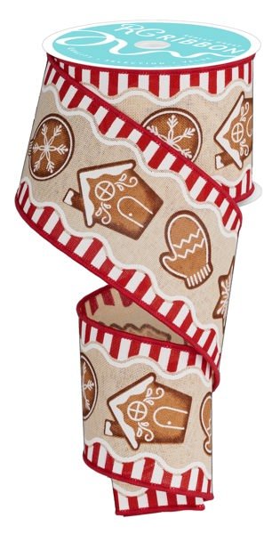 2.5" Gingerbread Cookie Ribbon: Cream - RGF119438 - The Wreath Shop