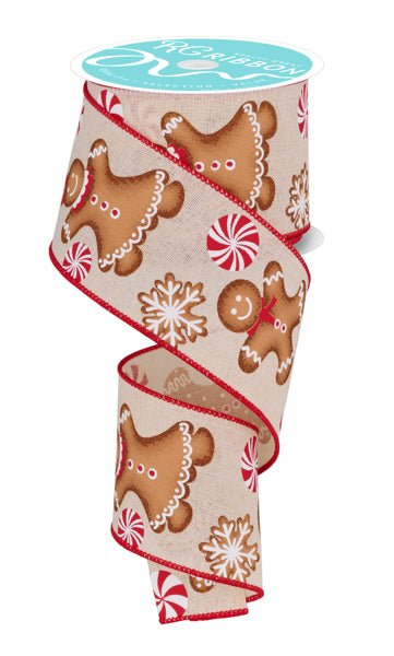 2.5" Gingerbread Ribbon: Cream - 10yds - RGF1406C2 - The Wreath Shop