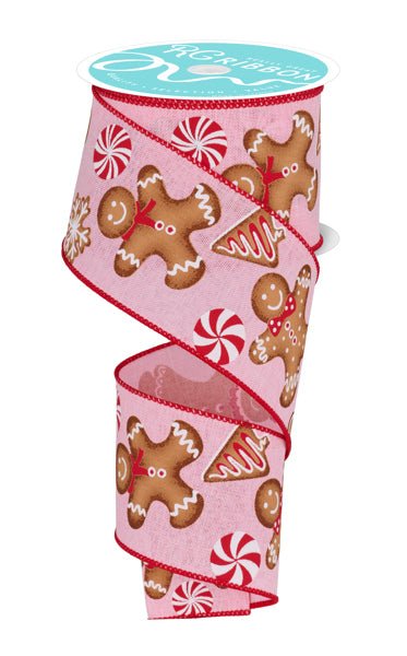 2.5" Gingerbread Ribbon: Pink - 10yds - RGF140615 - The Wreath Shop