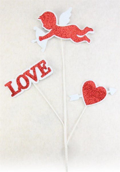 25" Glitter Cupid Heart Pick - HV026224 - The Wreath Shop