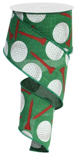 2.5" Golf Ball Ribbon: Green - RG0155606 - The Wreath Shop