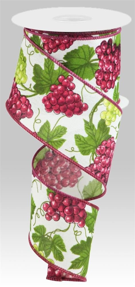 2.5" Grapes Ribbon: White - 10yds - RGC134627 - The Wreath Shop