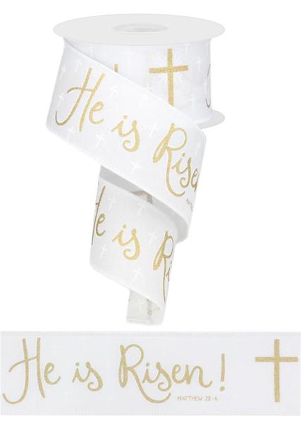 2.5" He Is Risen Ribbon - 10Yds - RGA113492 - The Wreath Shop