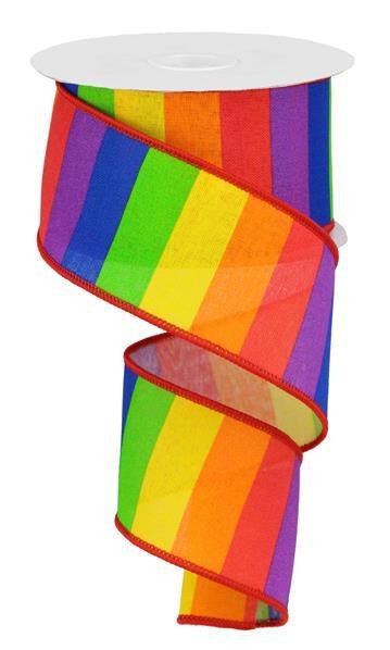 2.5" Horizontal Primary Rainbow Stripe Ribbon - RGA10193A - The Wreath Shop