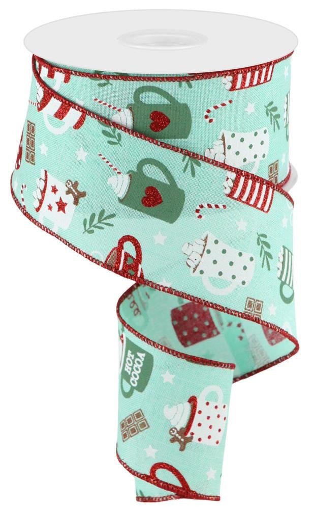 2.5" Hot Cocoa Ribbon: Mint - RGC1750AN - The Wreath Shop