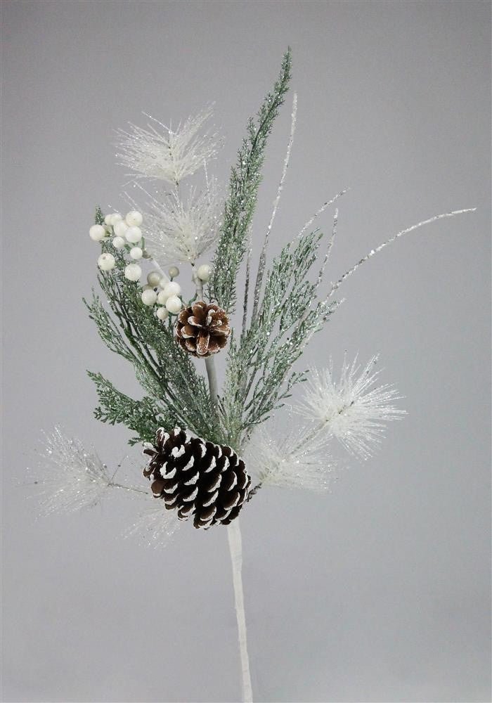 25" Icy Pine/Cone/Berry Spray - XX2340 - The Wreath Shop