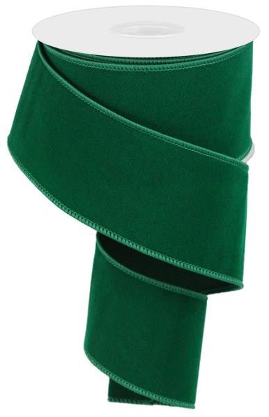 2.5" Indoor Velvet Ribbon: Emerald Green - 10yds - RL194306 - The Wreath Shop