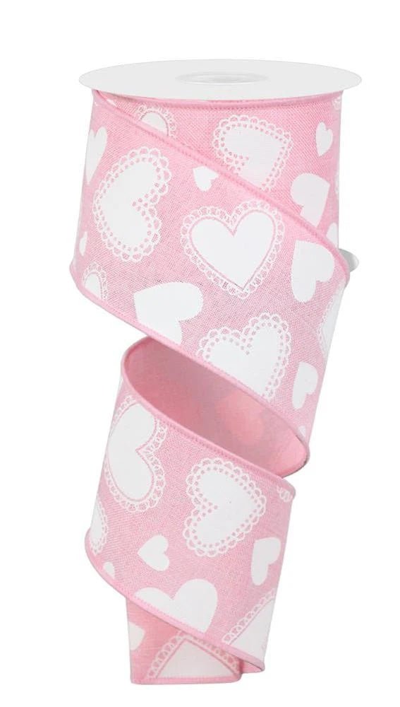 2.5" Light Pink Scallop Heart Ribbon - RGE172515 - The Wreath Shop