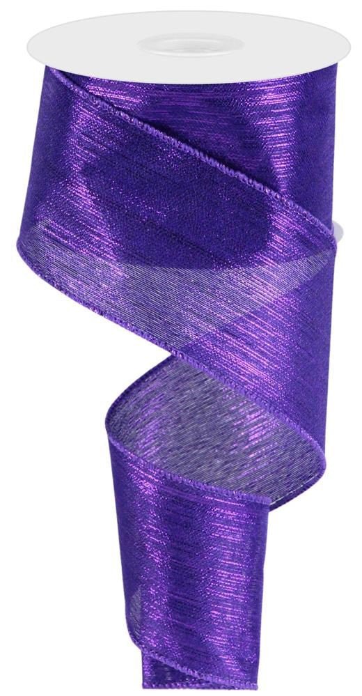 2.5" Metallic Purple Stripe Ribbon - 10yds - RGC130023 - The Wreath Shop