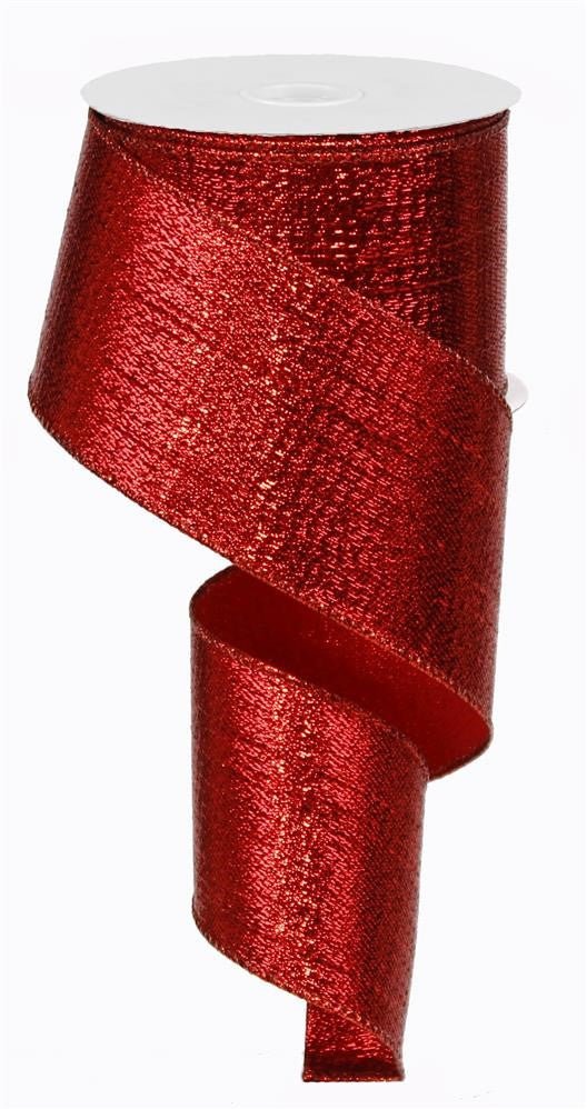 2.5" Metallic Red Ribbon - 10yds - RG0140024 - The Wreath Shop