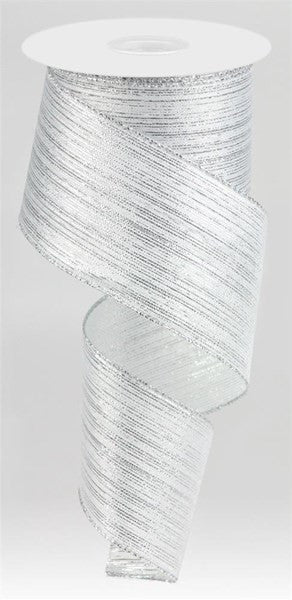 2.5" Metallic Silver Stripe Ribbon - 10yds - RGC129426 - The Wreath Shop