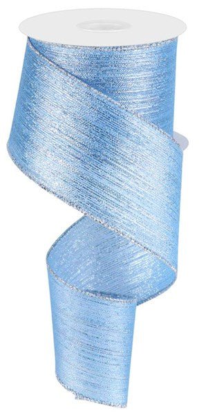 2.5" Metallic Stripe Ribbon: Ice Blue/Silver - 10yds - RGC1300H1 - The Wreath Shop