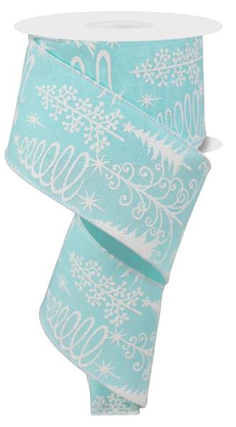 2.5" Multi Trees Ribbon: Ice Blue - 10Yds - RGE1615H1 - The Wreath Shop