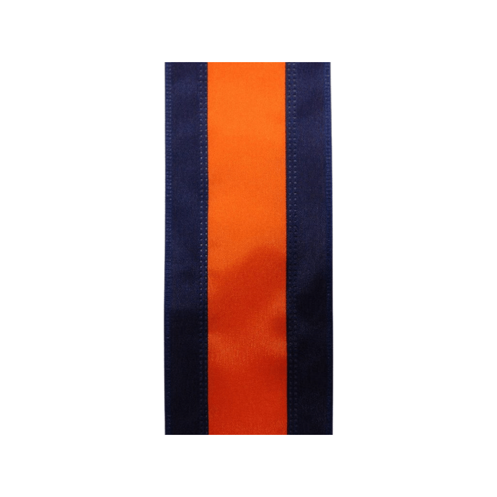 2.5" Navy Blue/Orange Stripe Ribbon - 10yds - U301 - 2719 - The Wreath Shop