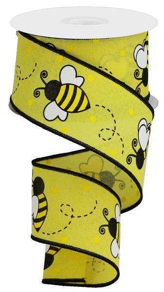 2.5" New Bumblebee Dot Ribbon: Yellow - RGA131929 - The Wreath Shop