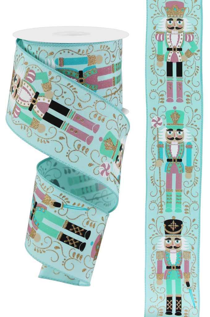 2.5" Nutcracker Ribbon: Ice Blue/Pink/Mint - RGA1343H1 - The Wreath Shop