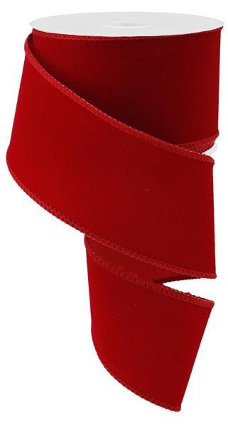 2.5" Outdoor Velvet Ribbon: Red - 10yds - RL195524 - The Wreath Shop