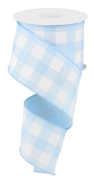 2.5" Plaid Check Ribbon: Lt Blue/White - 10yds - RG0180014 - The Wreath Shop