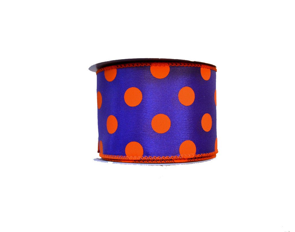 2.5" Polka Dot Ribbon: Purple/Orange - 10yds - U307-1119 - The Wreath Shop