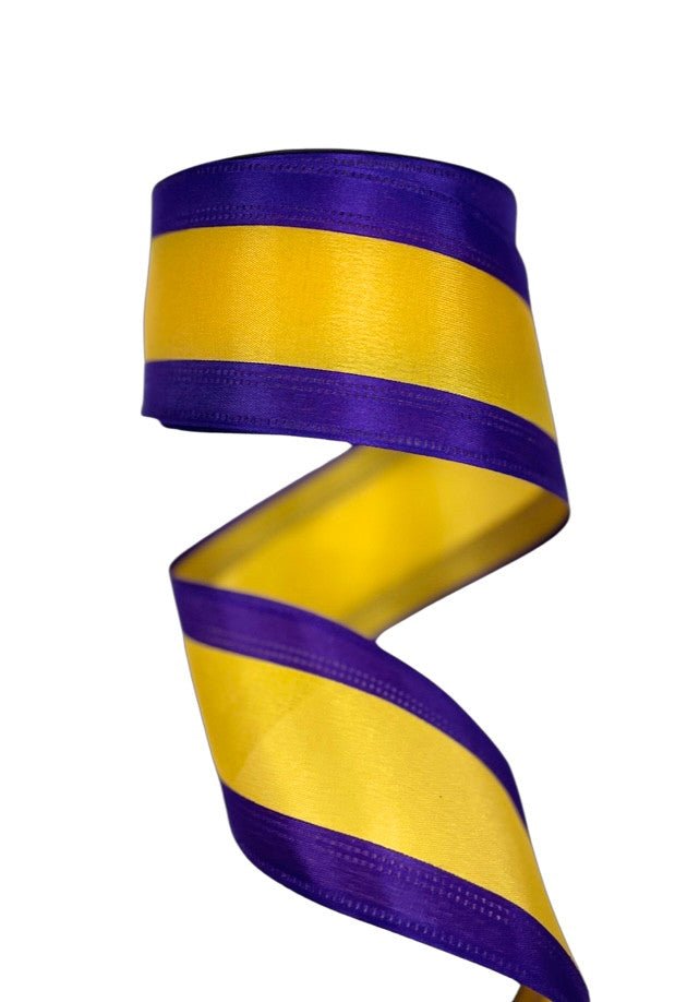 2.5" Purple/Yellow GoldStripe Ribbon - 10yds - U301-1149 - The Wreath Shop