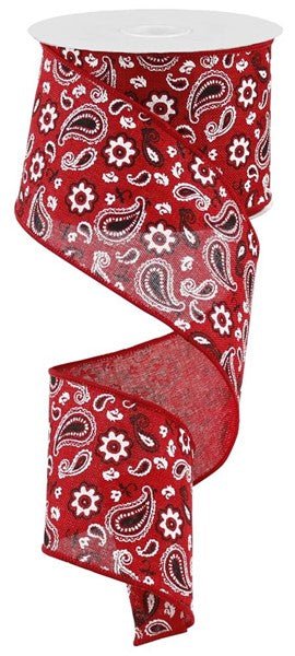 2.5" Red Bandana Ribbon - 10Yds - RG1693R9 - The Wreath Shop