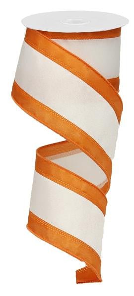 2.5" Satin Tri-Stripe Ribbon: Burnt Orange/White - 10Yds - RN5272M2 - The Wreath Shop