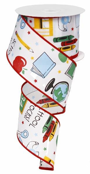 2.5" School Rocks Wired Ribbon - 10yds - RG01282RT - The Wreath Shop