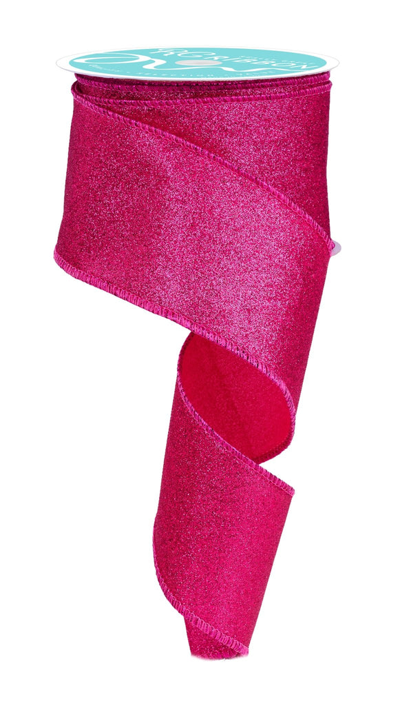 2.5" Shimmer Glitter Ribbon: Hot Pink - 10yds - RGC159711 - The Wreath Shop