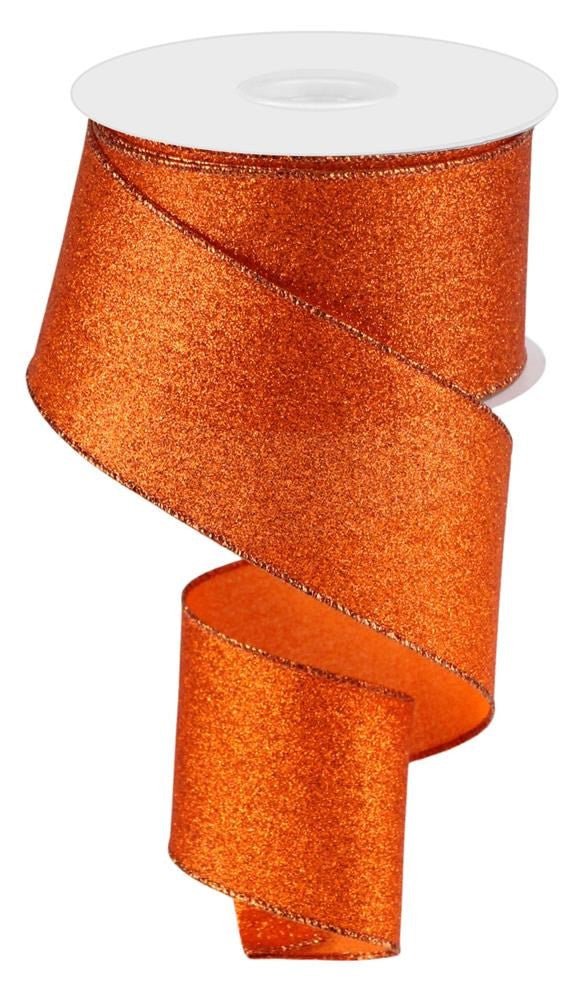 2.5" Shimmer Glitter Ribbon: Orange - 10yds - RGC159720 - The Wreath Shop
