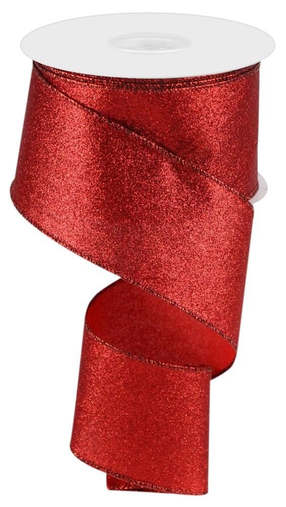 2.5" Shimmer Glitter Ribbon: Red - 10yds - RGC159724 - The Wreath Shop