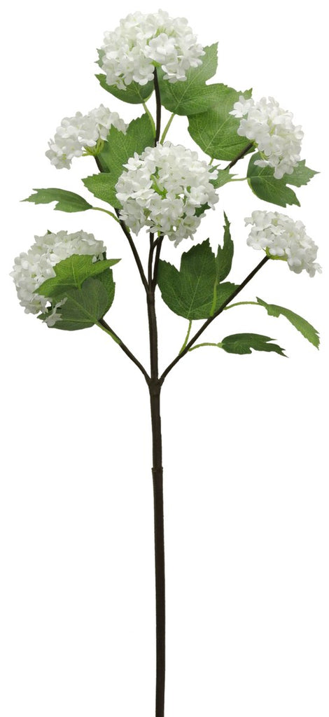 25" Snowball Hydrangea Spray: White (6) - 56950-CR - The Wreath Shop