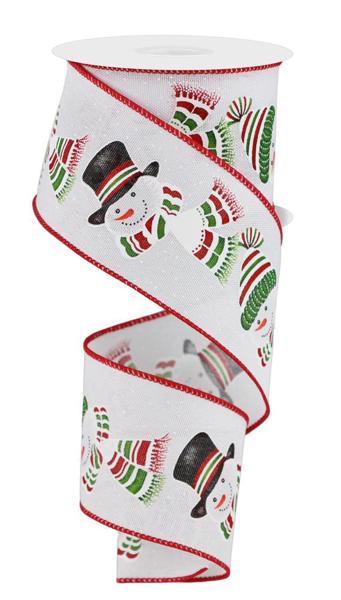 2.5" Snowman Head Ribbon: White/Red/Grn - 10yds - RGE197827 - The Wreath Shop